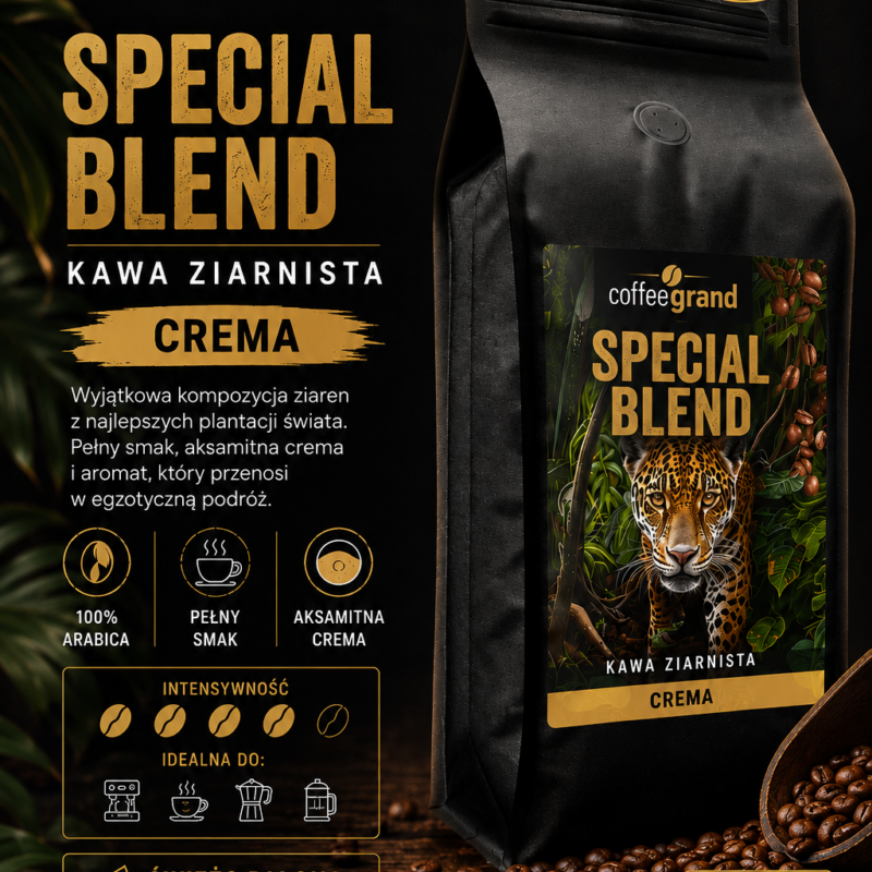 Kawa ziarnista Coffeegrand Special Blend Crema 1 kg – aromatyczna kawa do ekspresu