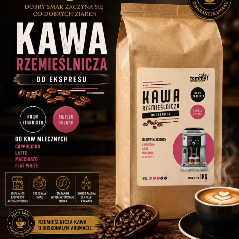 Kawa ziarnista Coffee Grand Rzemieślnicza 1 kg – idealna do kaw mlecznych