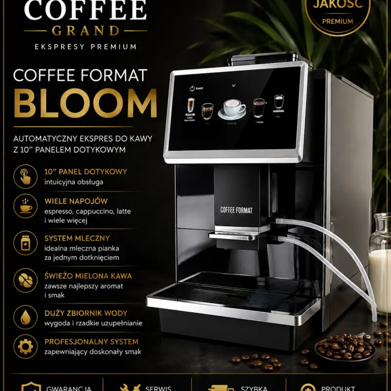 Coffee Format BLOOM – automatyczny ekspres do kawy z dużym ekranem dotykowym – NOWY