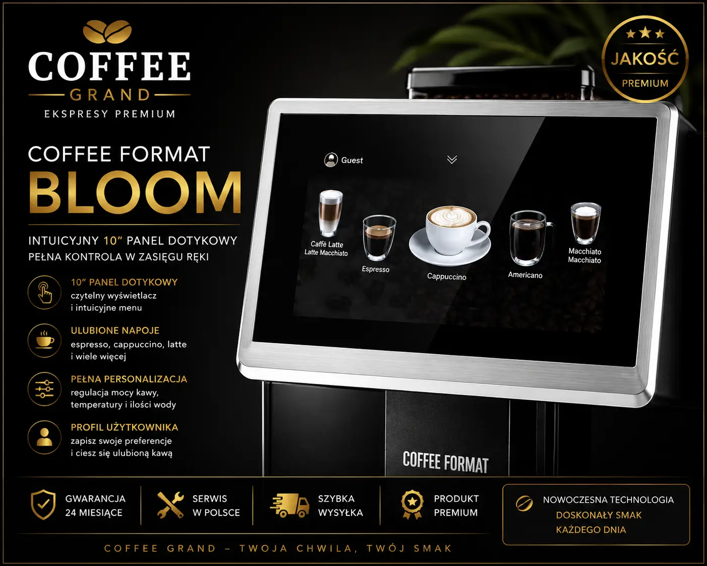 Coffee Format BLOOM – automatyczny ekspres do kawy z dużym ekranem dotykowym – NOWY - obrazek 2