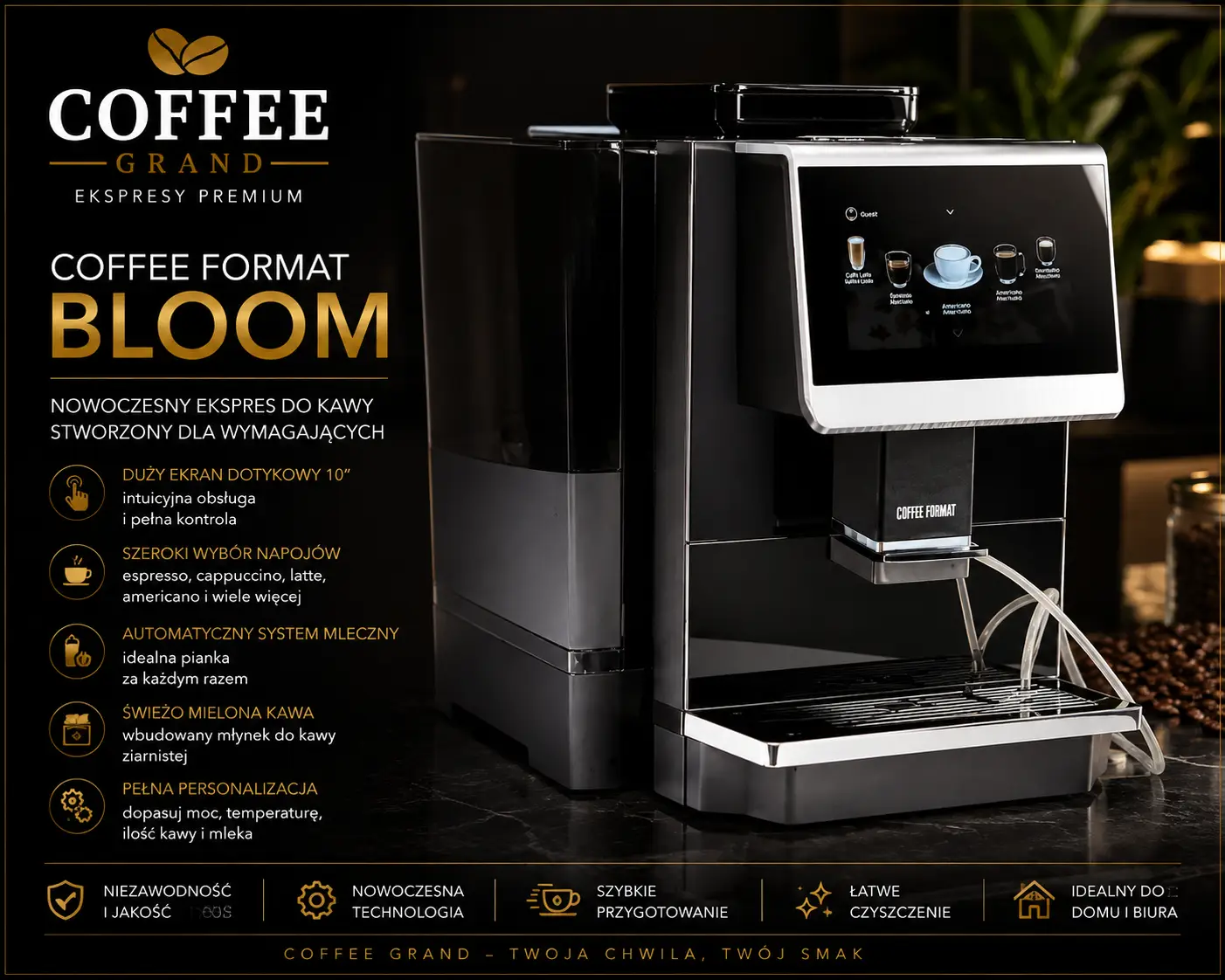 Coffee Format BLOOM – automatyczny ekspres do kawy z dużym ekranem dotykowym – NOWY - obrazek 3