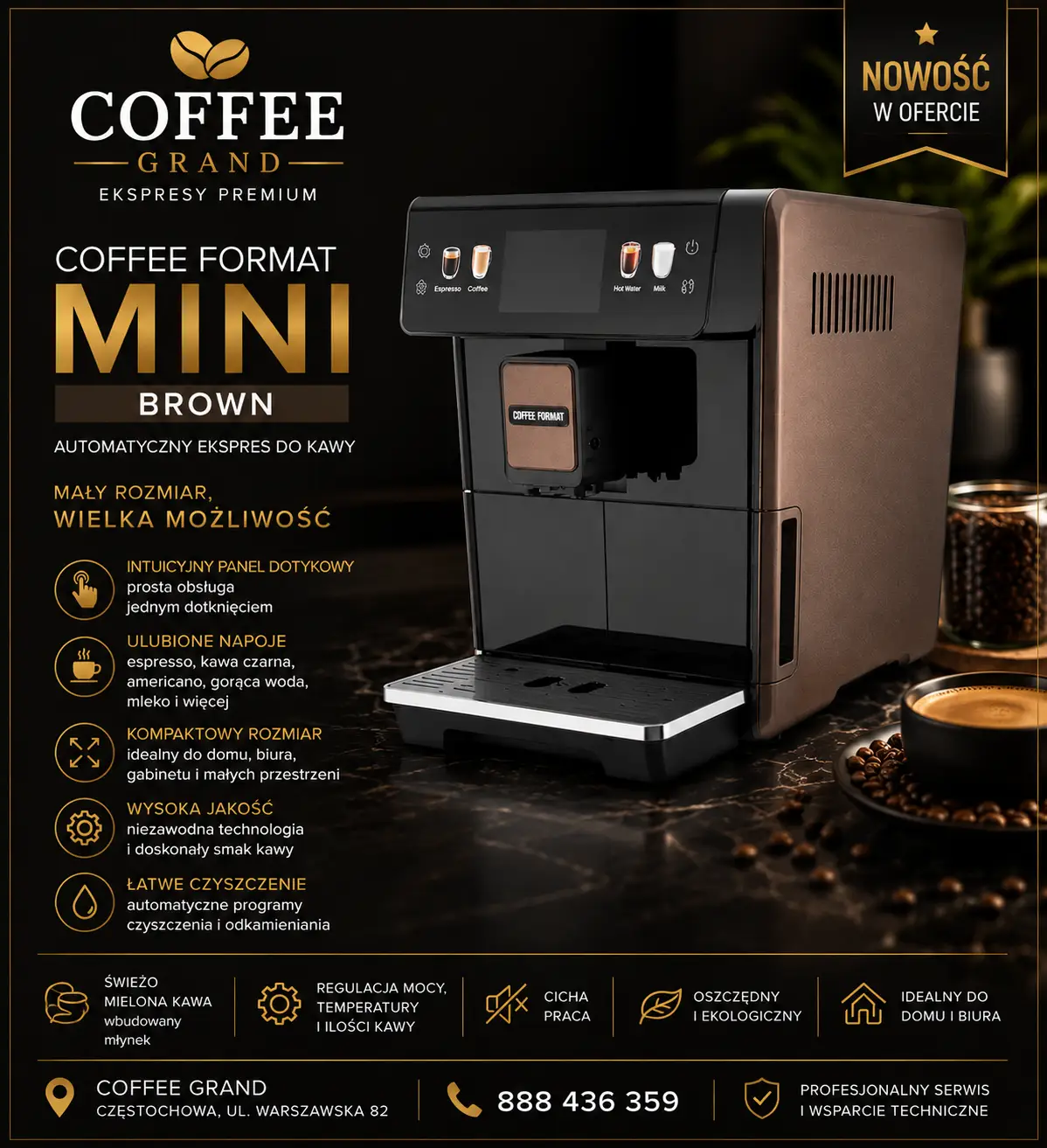 Coffee Format MINI Brown – automatyczny ekspres do kawy – NOWY
