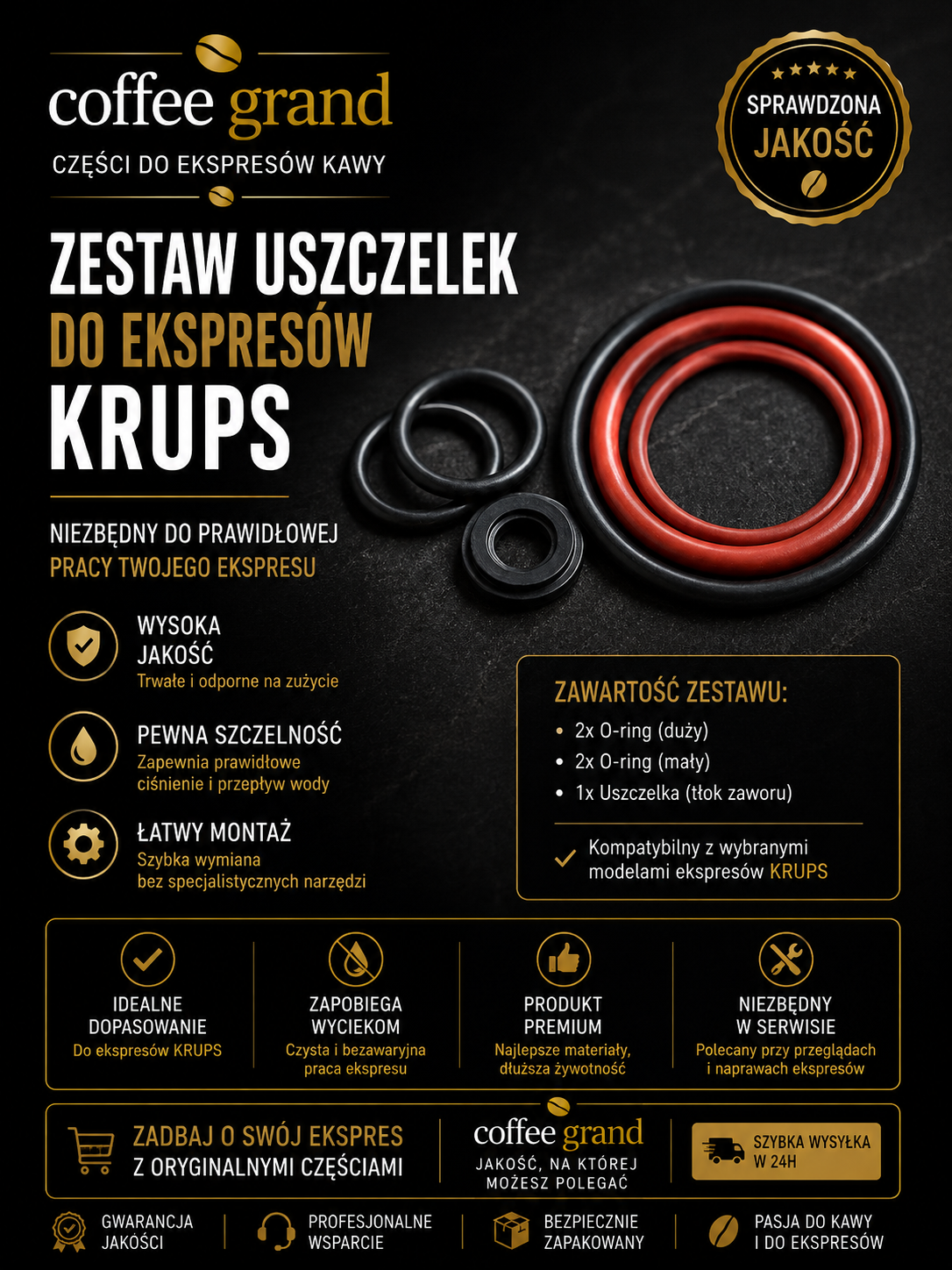 Zestaw uszczelek O-ring do ekspresów Krups – komplet serwisowy