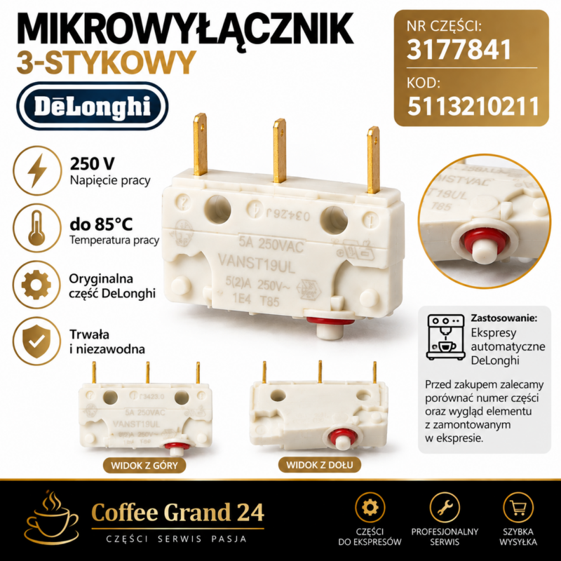 MikrowyĆÄ
cznik 3-stykowy DeLonghi 3177841 / 5113210211 250V